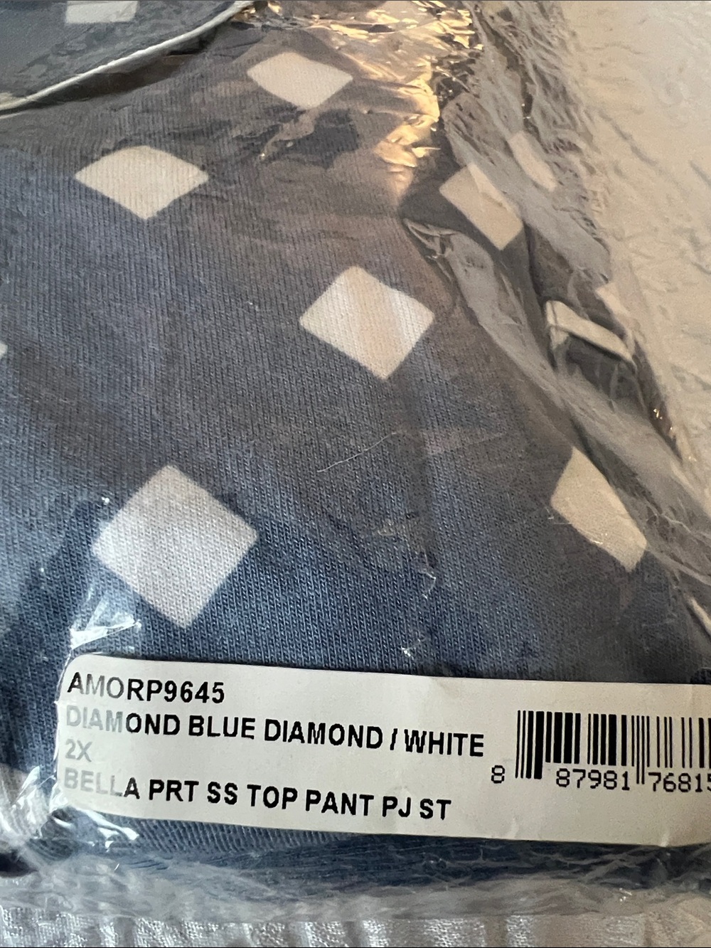 Cosabella Bella Pima Pajama Set 2X Blue Diamond Print Short Sleeve and Pants NWT - Picture 10 of 12